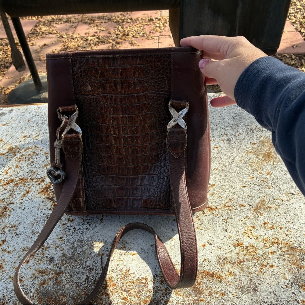 Brighton Women’s Brown Leather Crocodile Pattern Handbag